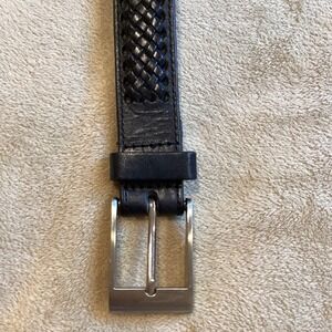 Black Braided Full‎ Grain Cowhide Leather Braided Belt, size XL/44.5"